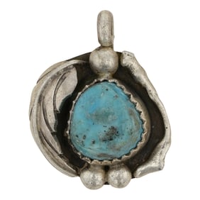 Lewistus Silversmith Navajo Nevada Turquoise Pendant