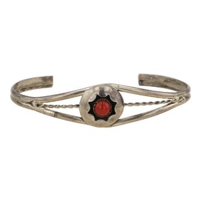 Navajo Mediterranean Coral Shadowbox Bracelet
