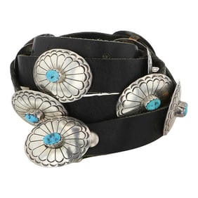 Navajo Kingman Turquoise Concho Belt