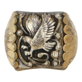 Vintage Navajo Sterling Silver & Gold Filled Eagle Ring
