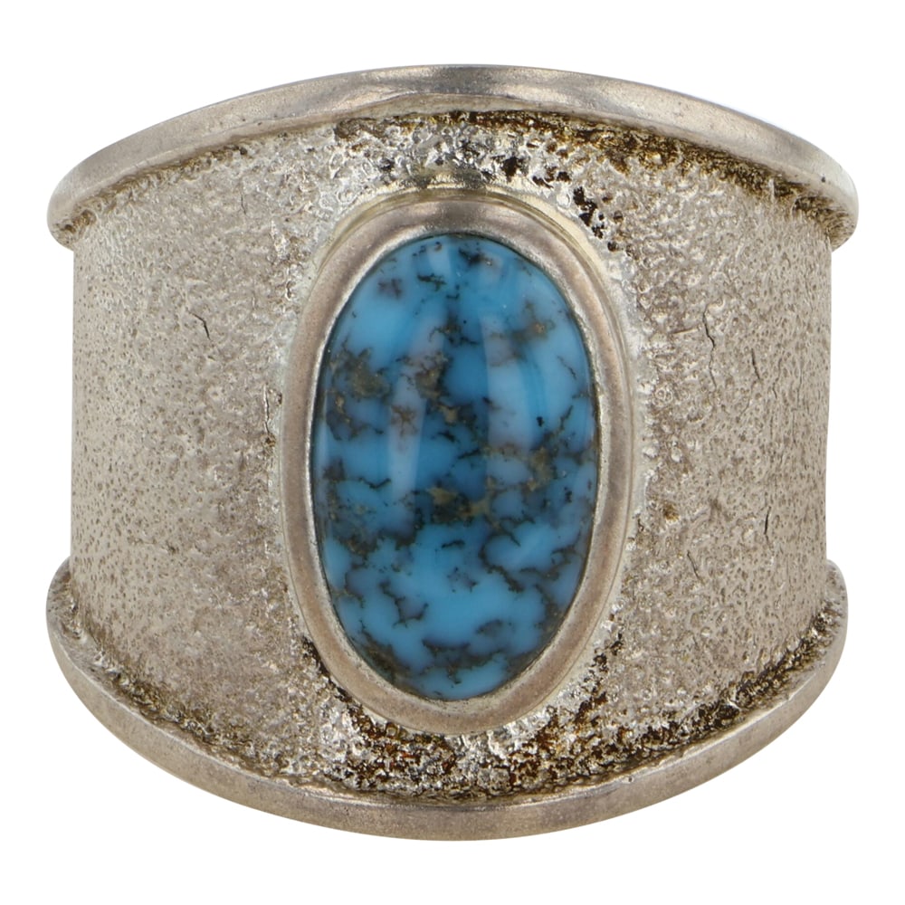 Darryl Dean Begay Award Winning Navajo Artist Morenci Turquoise Ring: Sterling Silver | Genuine Morenci Turquoise | Darryl Dean Begay Award Winning Navajo Artist Morenci Turquoise Ring | Navajo Native American Southwest Indian Jewelry | Good (no breaks or damages) | App