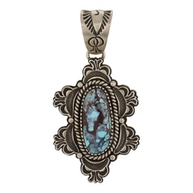 Tommy Johnson Navajo Award Winning Artist Bisbee Turquoise Pendant