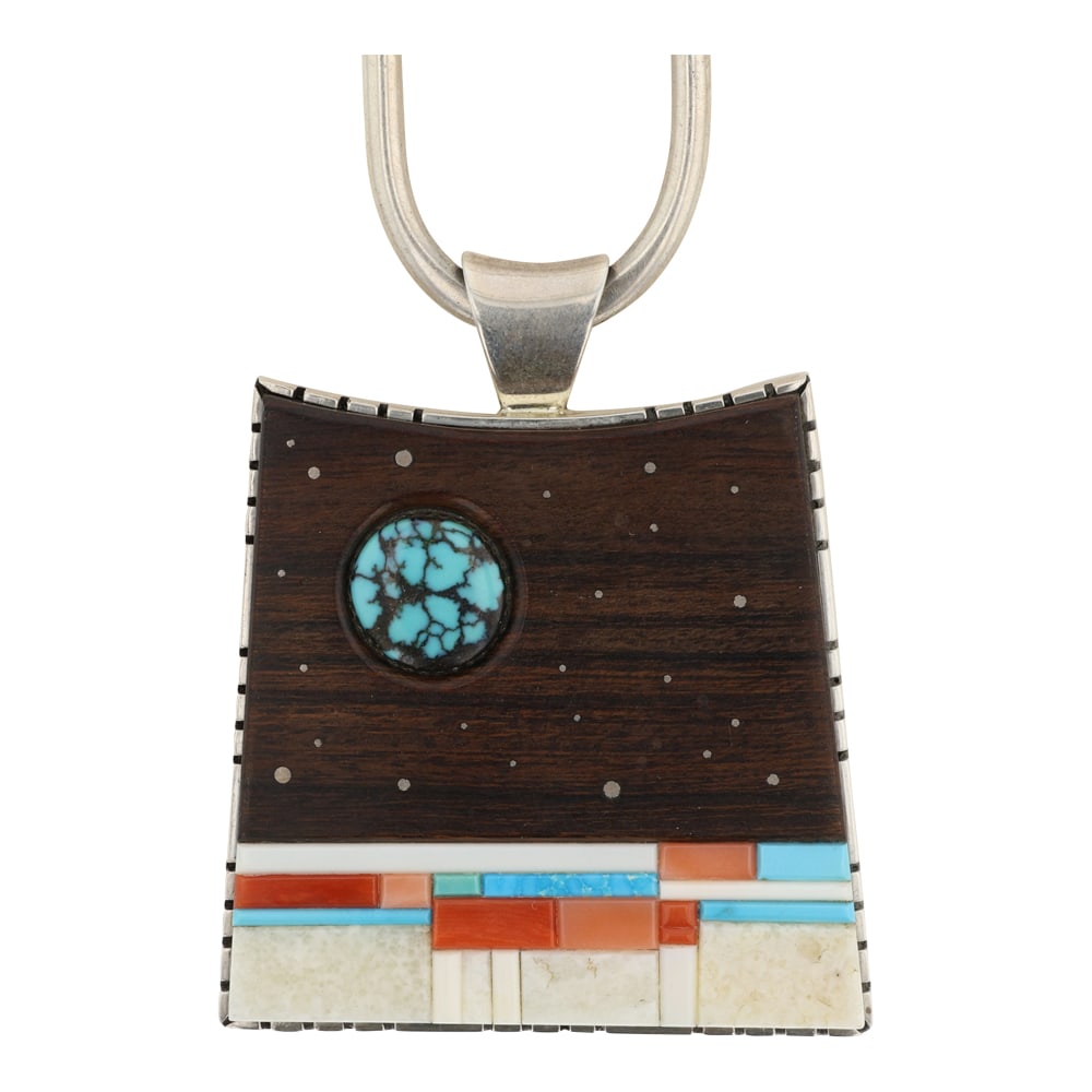 Richard Tsosie Award Winning Navajo Jeweler Sculptor & Lapidary Master Artist Turquoise Coral Mother: Sterling Silver | Genuine Turquoise, Coral, Mother of Pearl & Ironwood | Richard Tsosie Award Winning Navajo Jeweler Sculptor & Lapidary Master Artist Turquoise Coral Mother of Pearl & Ironwood Inlay