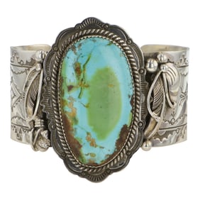 Joe Piaso Jr. Navajo Sonoran Mountain Turquoise Large Cuff Bracelet