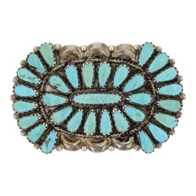 Justin & Saraphina Wilson Navajo Kingman Turquoise Pin