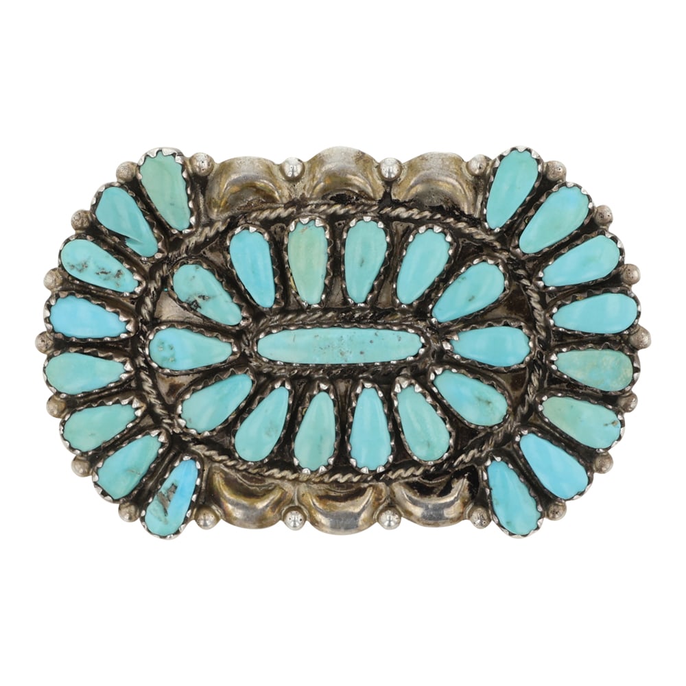 Justin & Saraphina Wilson Navajo Kingman Turquoise Pin (1 of 2)