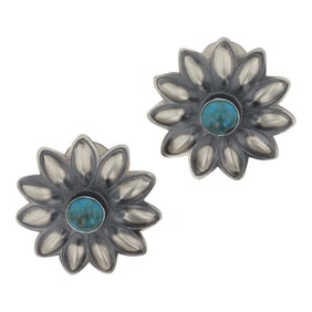 Robert Johnson Fox Turquoise Bump out Earrings