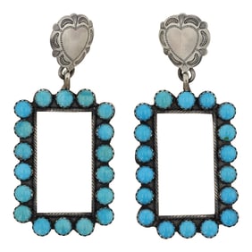 Paul Livingston Navajo Sleeping Beauty Turquoise Earrings
