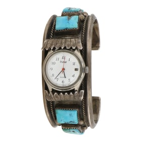 Vintage Navajo Kingman Turquoise Watch Bracelet