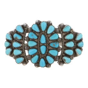 Vintage Navajo Kingman Turquoise Small Cluster Bracelet
