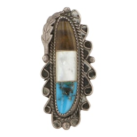 Vintage Zuni Turquoise Mother of Pearl & Shell Inlay Ring