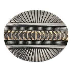 Vintage M&M Rodger's Southwest Shop 14k Gold & Sterling Silver Belt Buckle