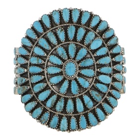 Zeta Begay Navajo Kingman Turquoise Cluster Bracelet
