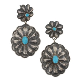 Rose Lincoln Navajo Kingman Turquoise Bump out Earrings