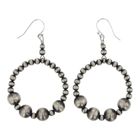 Navajo Oxidized Beads Hoop Earrings