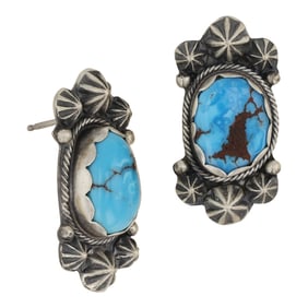 Navajo Spiderweb Turquoise Earrings