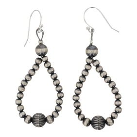 Navajo Oxidized Beads Hoop Earrings