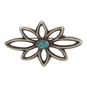 Navajo Turquoise Sandcast Pin