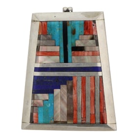 Stephanie Medina Santo Domingo Kewa Pueblo Artist Turquoise Lapis Spiny Oyster & Shell Inlay Pendant