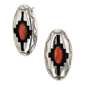 Navajo Spiny Oyster Shadowbox Earrings