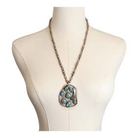 Vintage Navajo Smoky Bisbee Turquoise Necklace