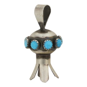 Navajo Kingman Turquoise Blossom Pendant