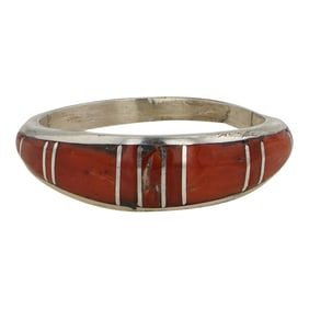 Navajo Mediterranean Coral Inlay Ring