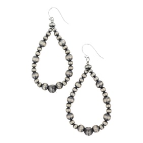 Navajo Oxidized Beads Mixed Sized Hoop Earrings