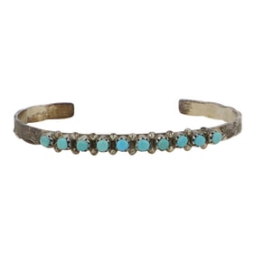 Vintage Zuni Kingman Turquoise Row Bracelet