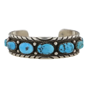 MC Tsosie Navajo Kingman Turquoise Cuff Bracelet