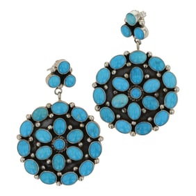Ella Linkin Navajo Kingman Turquoise Earrings
