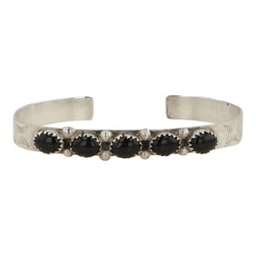 Navajo Black Onyx Cuff Bracelet