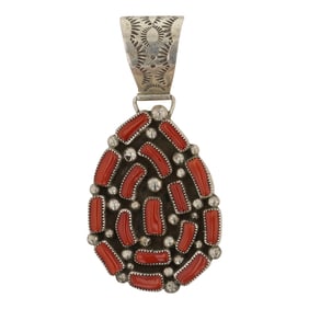 Joe Tso Navajo Mediterranean Coral Pendant