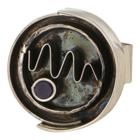 Dylan Poblano Award Winning Zuni Artist Sugilite Contemporary Design Ring