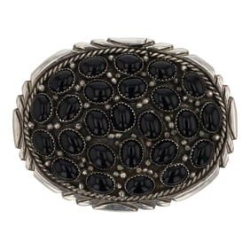 Vintage Navajo Black Onyx Belt Buckle