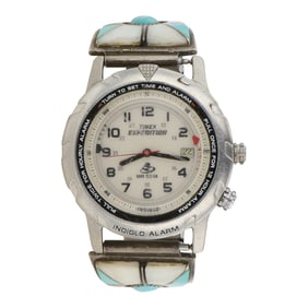 Sunburst Handcrafts Southwest Shop Turquoise & Mother of Pearl Inlay Watch Bracelet