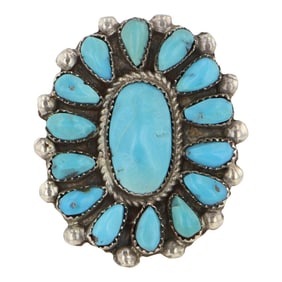 Vintage Navajo Sleeping Beauty Turquoise Cluster Ring