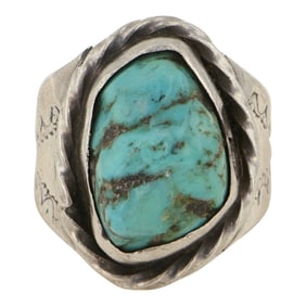 Vintage Navajo Nevada Turquoise Nugget Ring