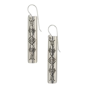 Navajo Stamp Work Plain Silver Earrings