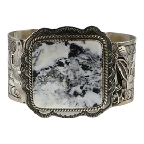 Joe Piaso Jr. Navajo Large White Buffalo Cuff Bracelet