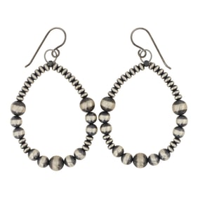 Navajo oxidized Beads Hoop Earrings