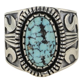 Mark Yazzie Navajo Spiderweb Turquoise Intricate Ring