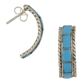 Zuni Turquoise Hoop Earrings