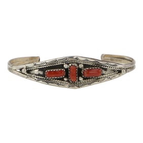 Navajo Mediterranean Coral Bracelet