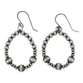 Navajo Oxidized Beads Hoop Earrings
