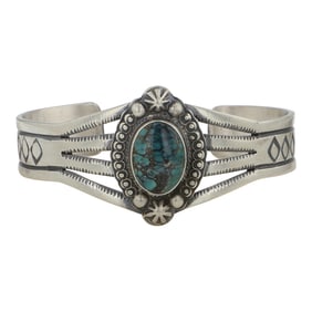 Randy Boyd Navajo Spiderweb Turquoise Cuff Bracelet