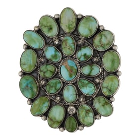 Tyler Brown Navajo Sonoran Gold Turquoise Large Cluster Statement Ring