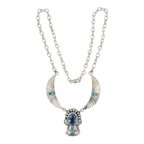 Navajo Turquoise & Synthetic Topaz Necklace