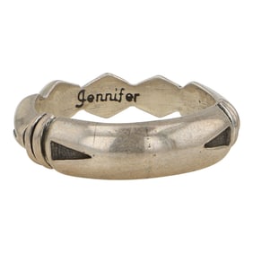 Jenniger Curtis Award Winning Navajo Artist Plain Silver Stamp Ring