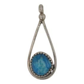 Lewistus Silversmith Navajo Turquoise Pendant